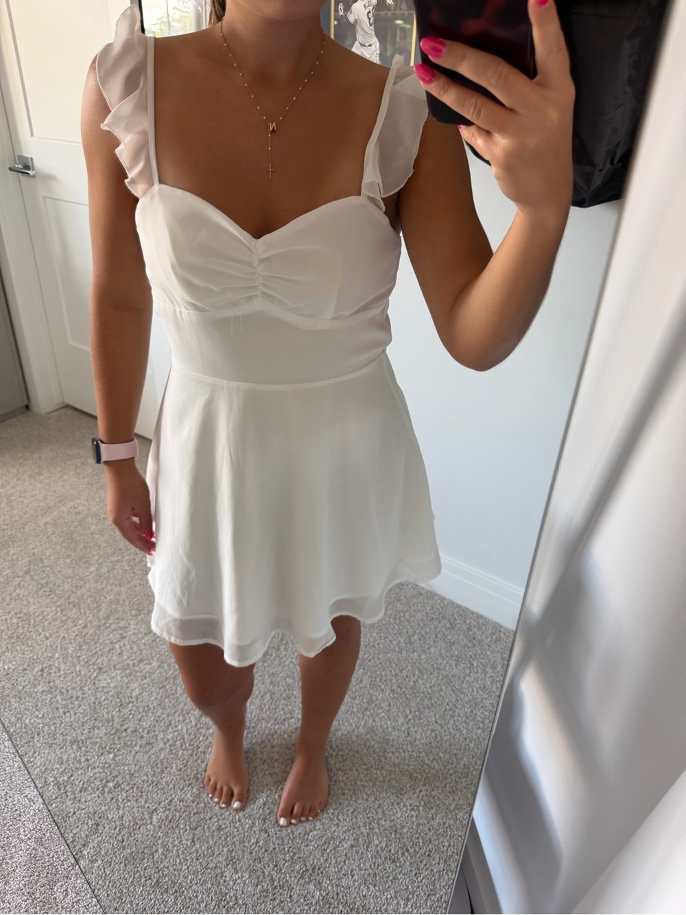 White Ruffled Strap Sundress - Brand Unknown